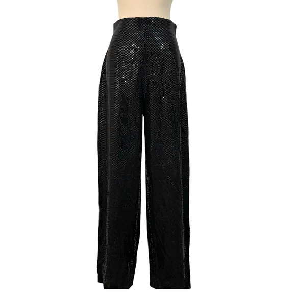 St. John Evening Sparkly Paillette Sequin Wide Leg Pants High Rise Black Size 6 - Picture 1 of 8